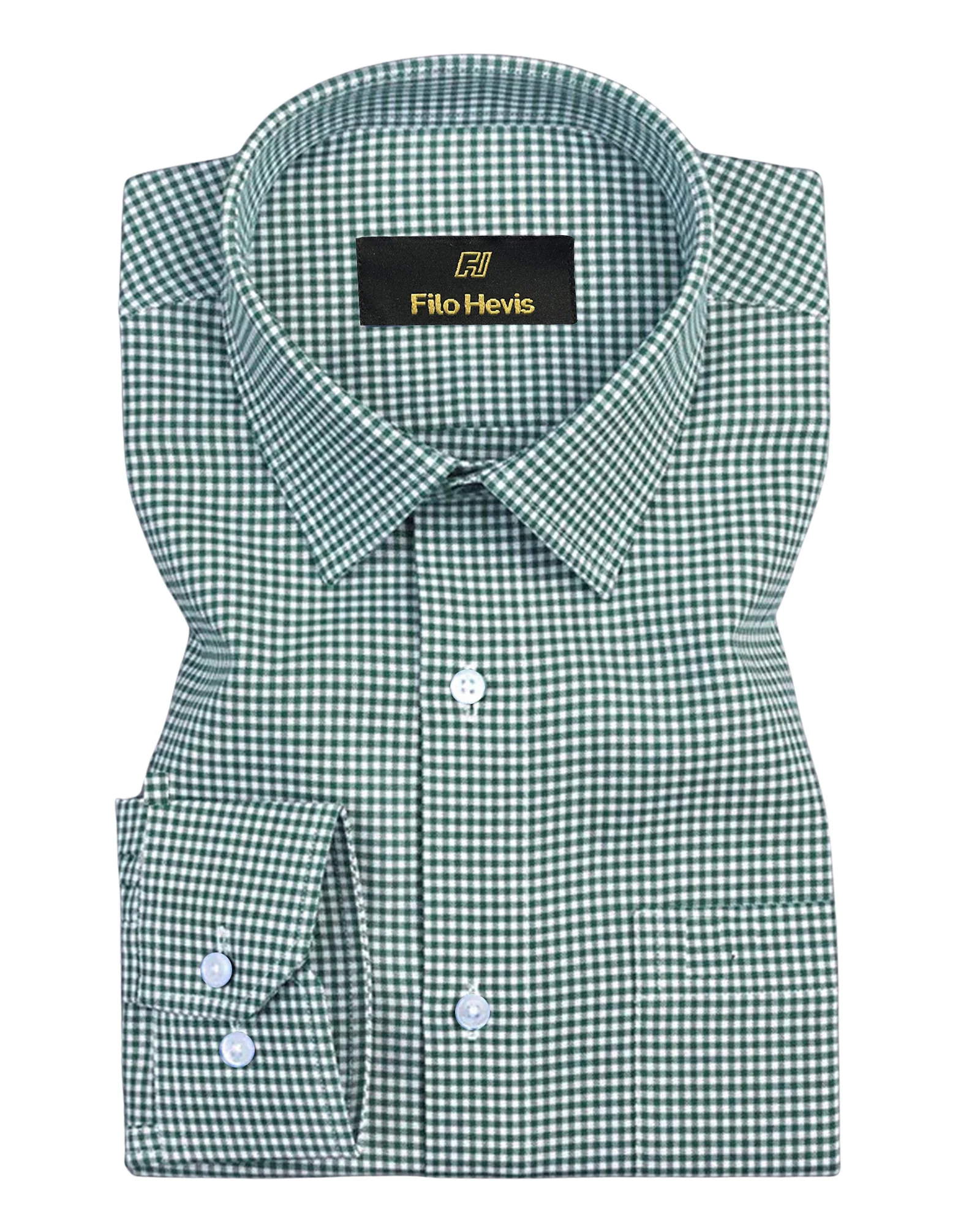 Men's Cotton Check Shirt-Dark Green, Regular Fit, All-Day Comfort - Image 3