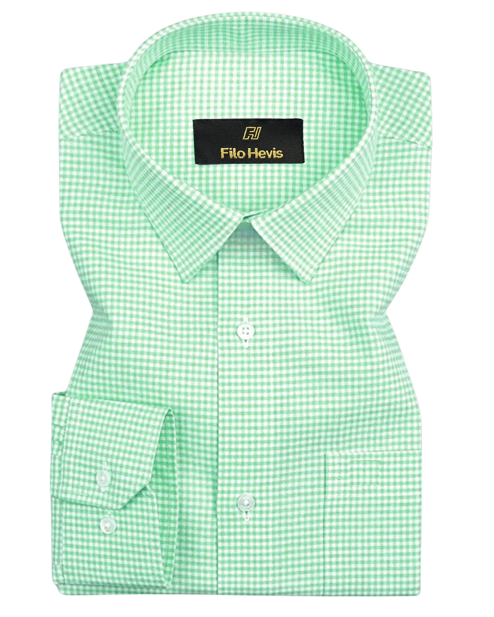 Men's Cotton Check Shirt-Light Green, Regular Fit - Image 3
