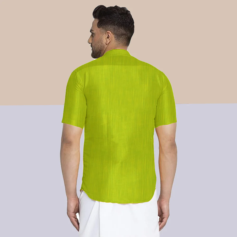 Premium Ethnic Shirts for Men | Traditional South Indian Lungi Shirts (Green) - Image 3