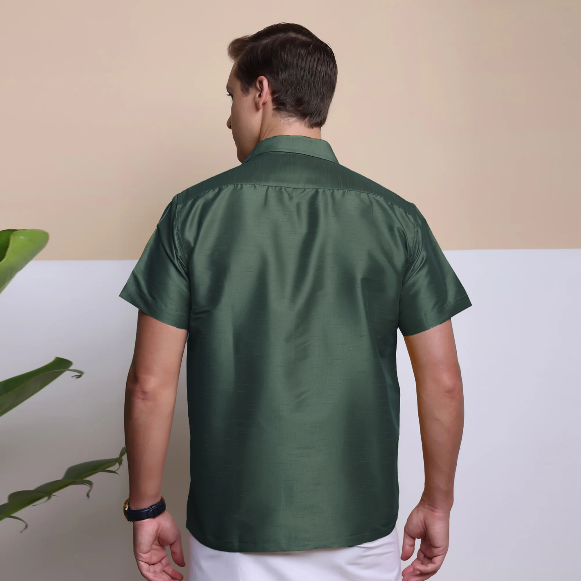 Premium Ethnic Shirts for Men | Traditional South Indian Lungi Shirts (Hunter Green) - Image 4