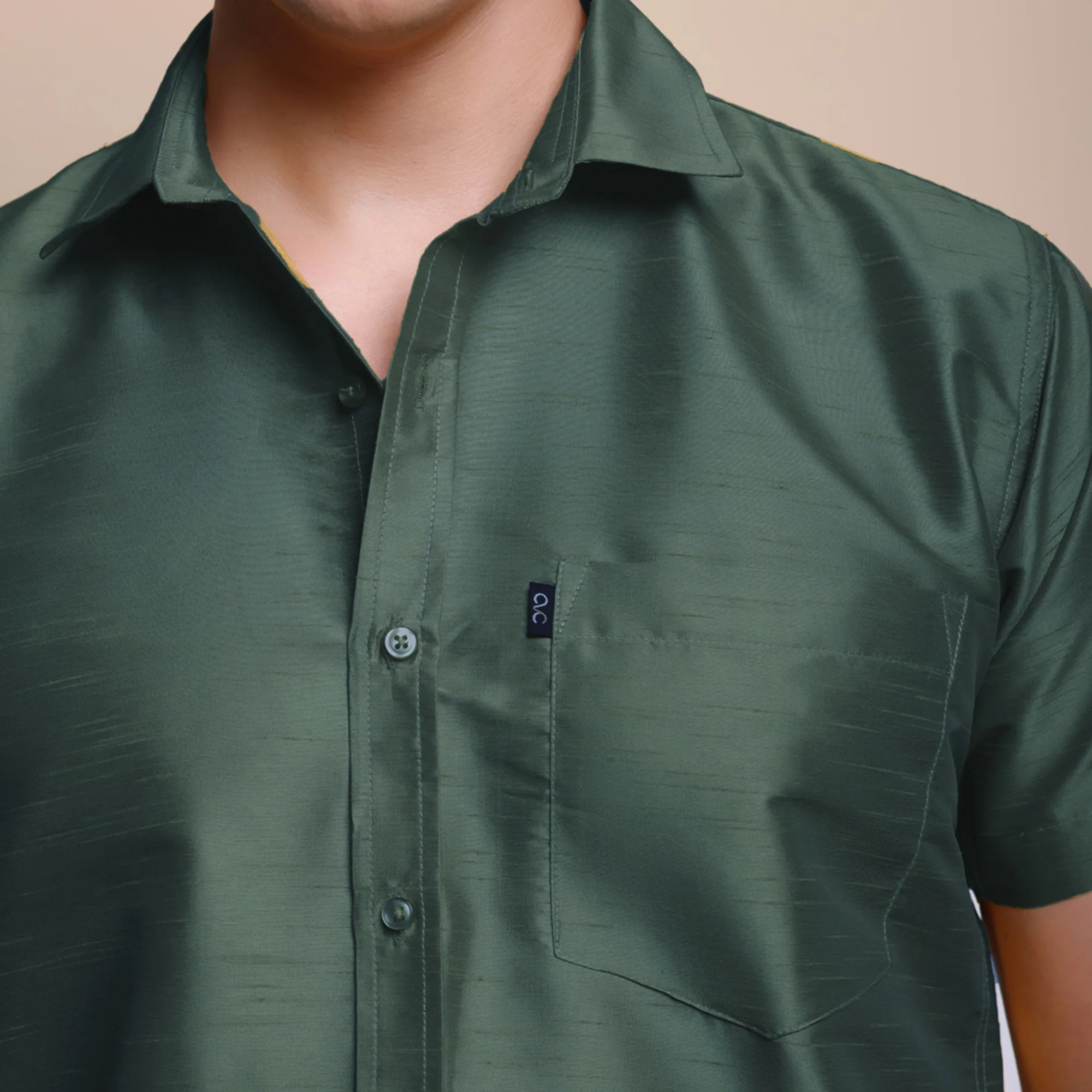 Premium Ethnic Shirts for Men | Traditional South Indian Lungi Shirts (Hunter Green) - Image 5