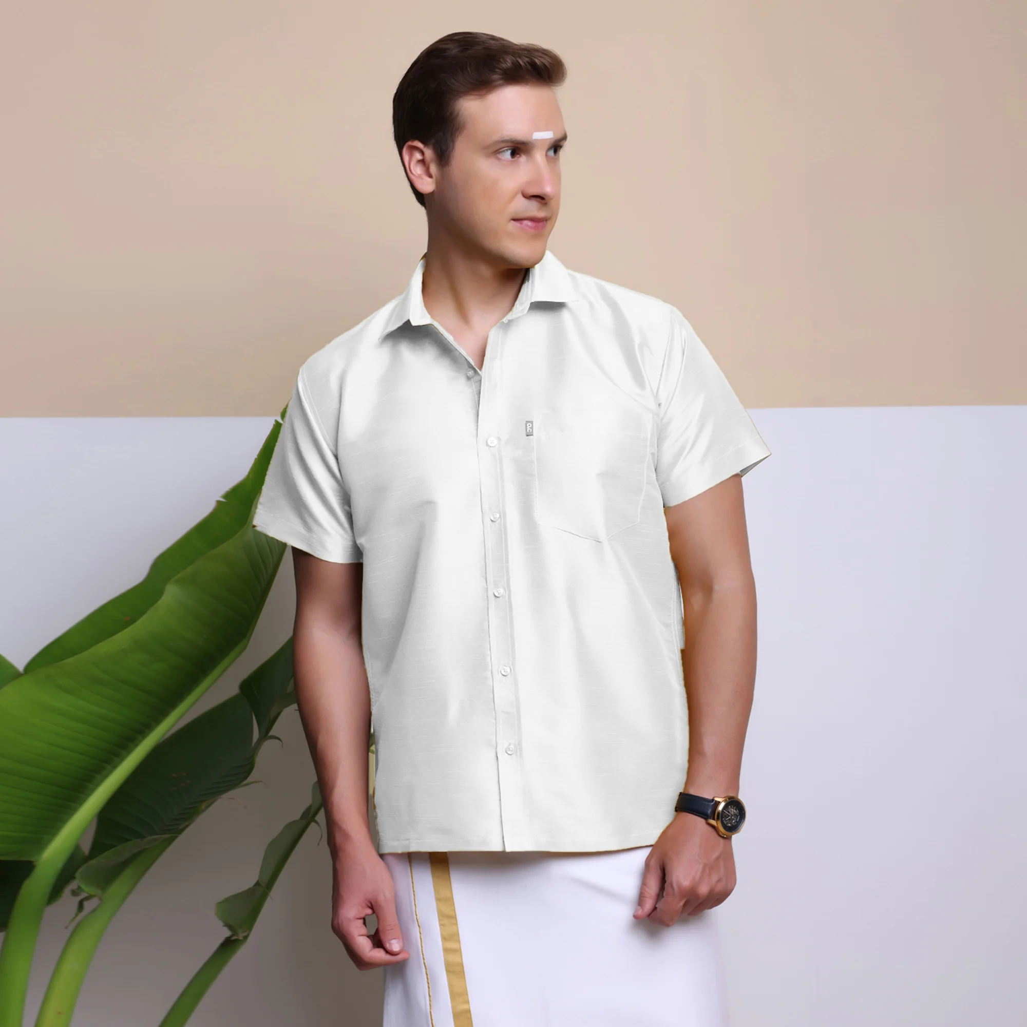 Premium Ethnic Shirts for Men | Traditional South Indian Lungi Shirts (White) - Image 6