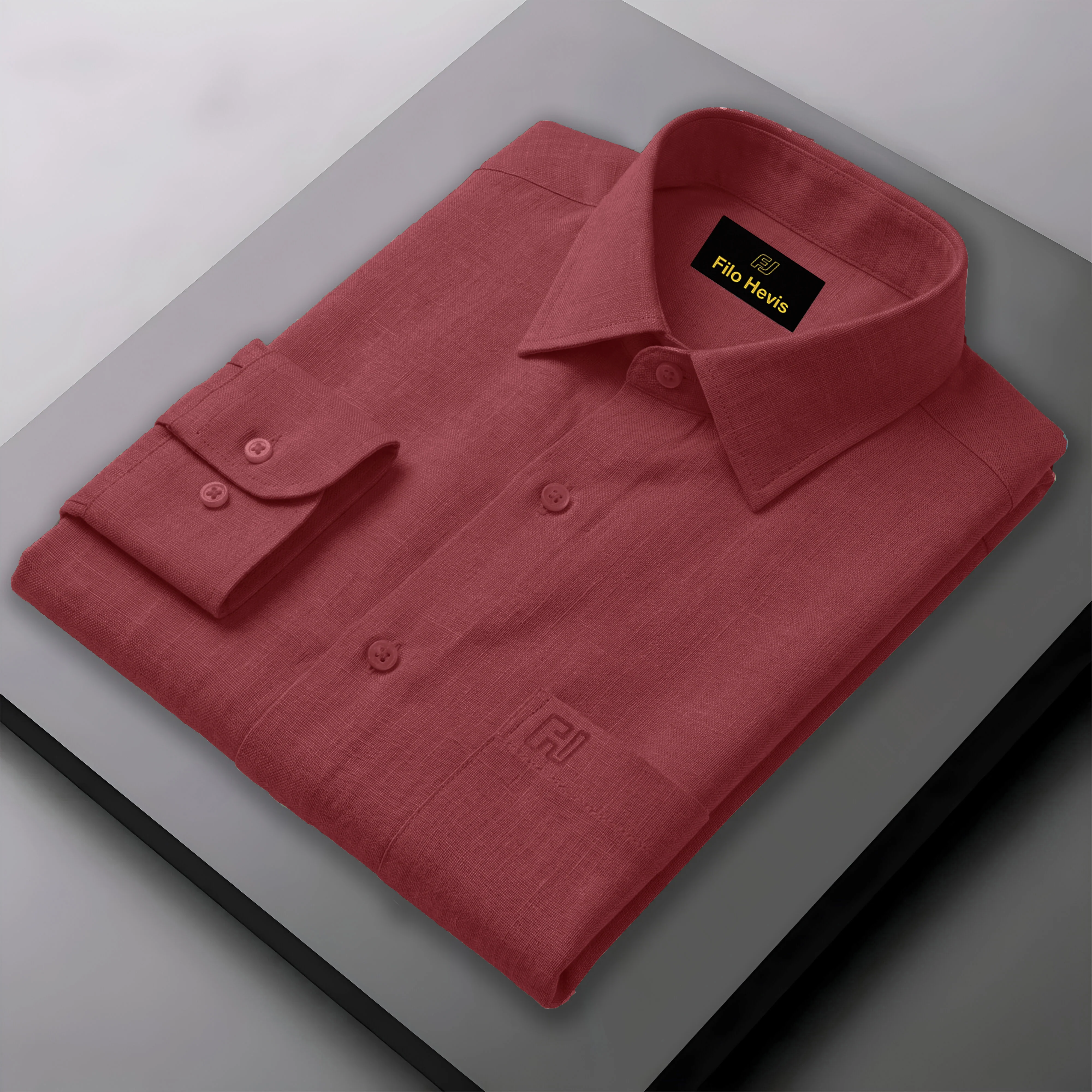 FINE LINEN SHIRTS FOR MEN (Full Sleeves)-Red - Image 3