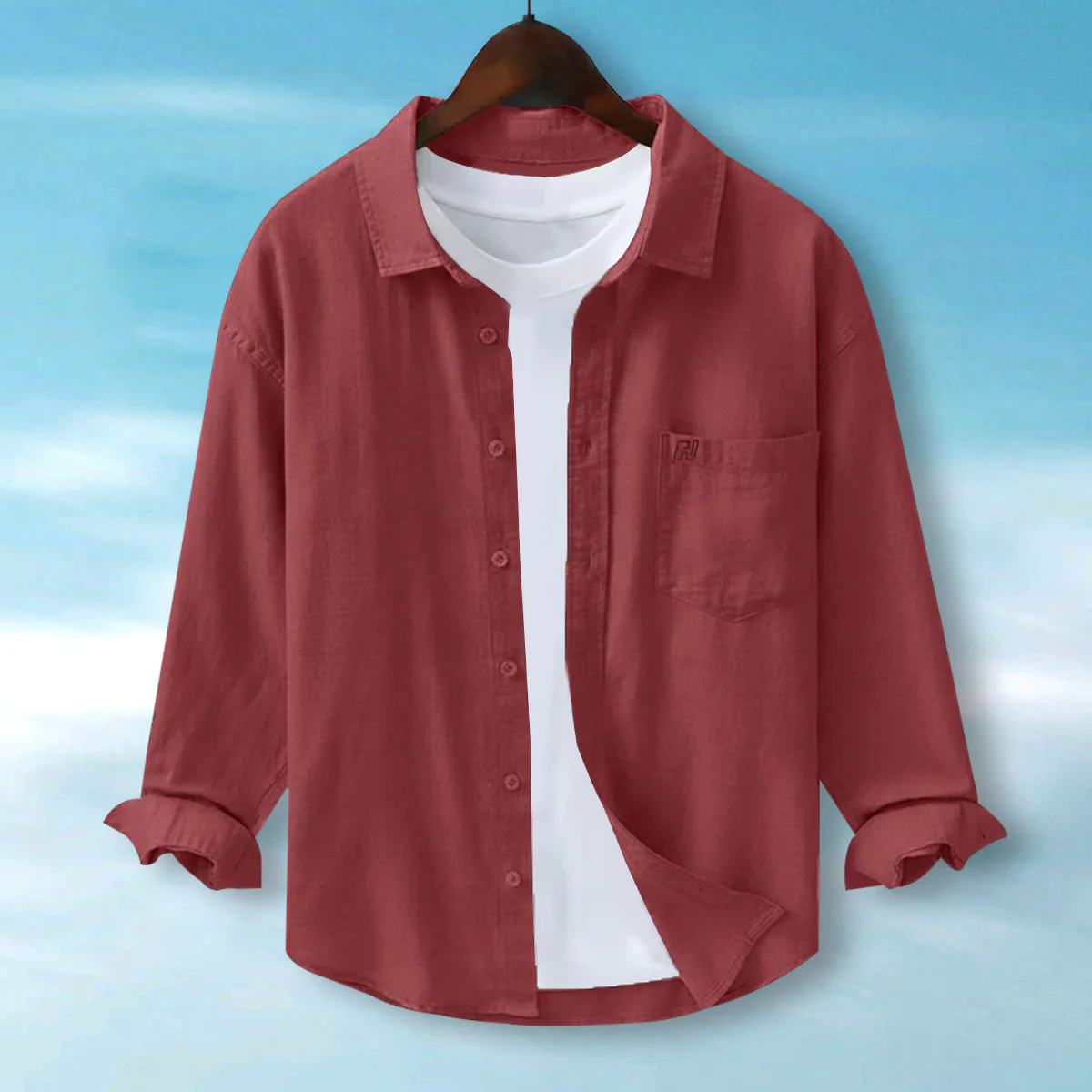 FINE LINEN SHIRTS FOR MEN (Full Sleeves)-Red - Image 5