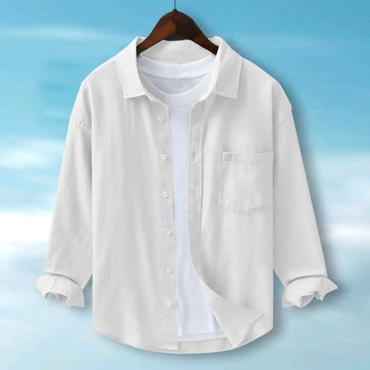 FINE LINEN SHIRTS FOR MEN (Full Sleeves)-White - Image 5