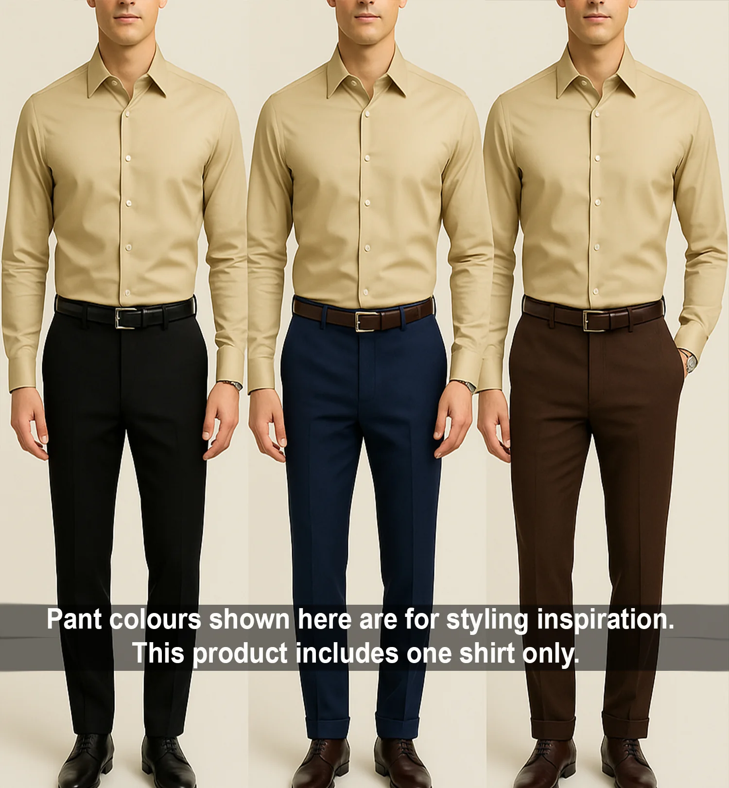 Men's Satin Lycra formal Full Sleeve Shirt Beige - Image 4