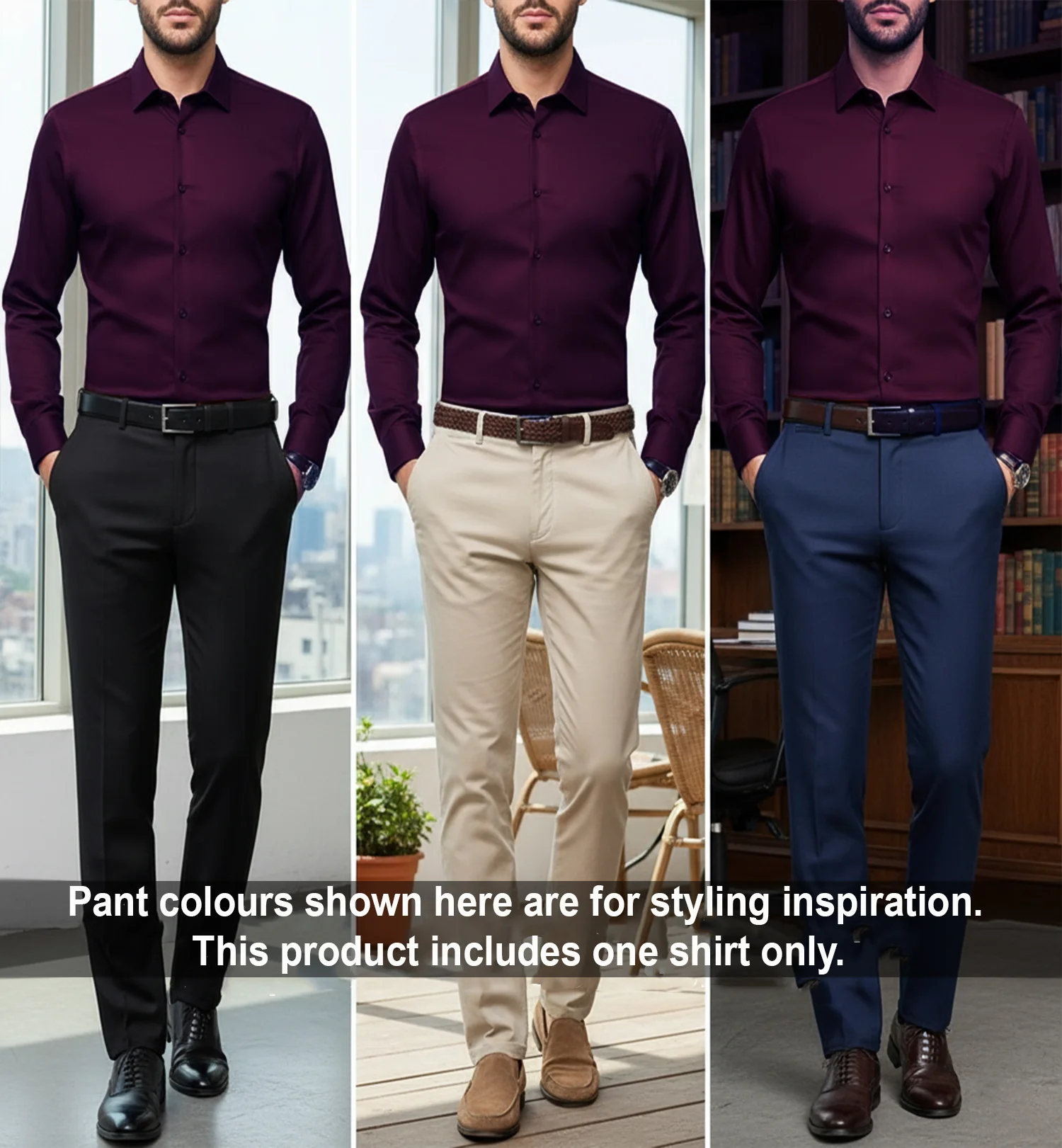 Men's Satin Lycra formal  Full Sleeve shirt Dark Maroon - Image 4