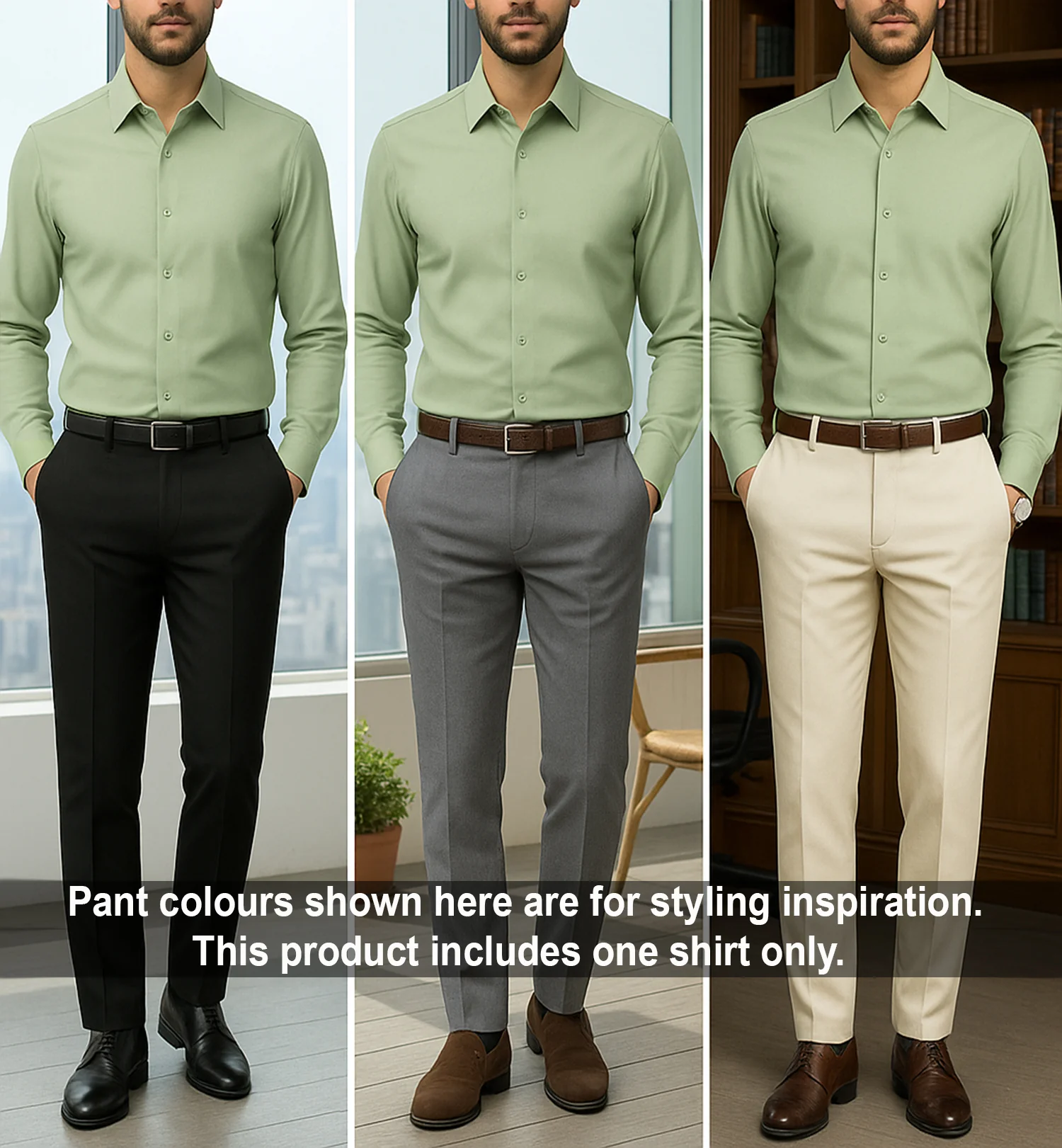 Men's Satin Lycra formal Full Sleeve Shirt Pista Green - Image 4