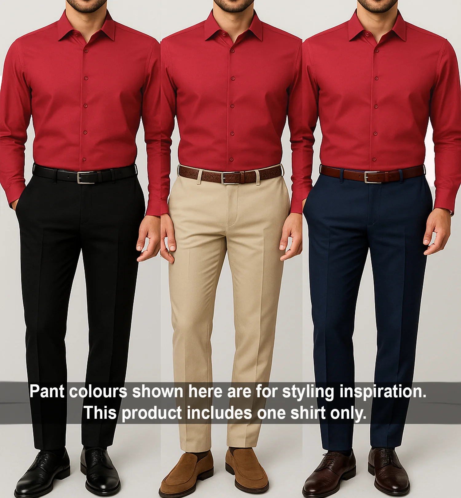 Men's Satin Lycra formal Full Sleeve Shirt Red - Image 4