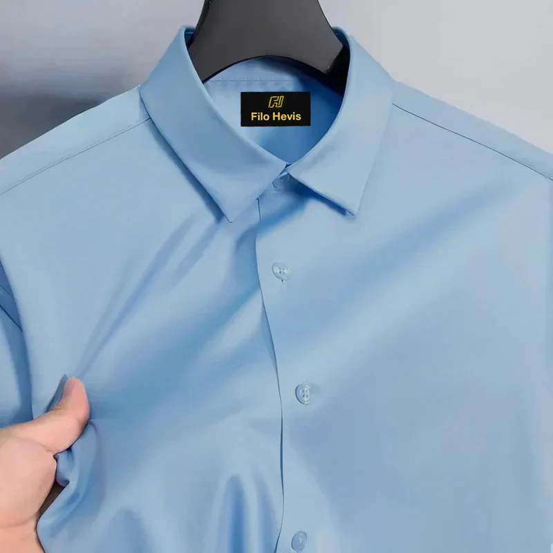 Men's Satin Lycra formal Full Sleeve shirt Sky Blue
