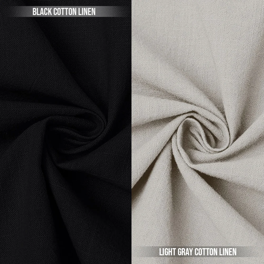 Pack of 2 | Men's Cotton-Linen Chinese Collar T-Neck Shirts | Black & Light Gray Combo | Regular fit - Image 2