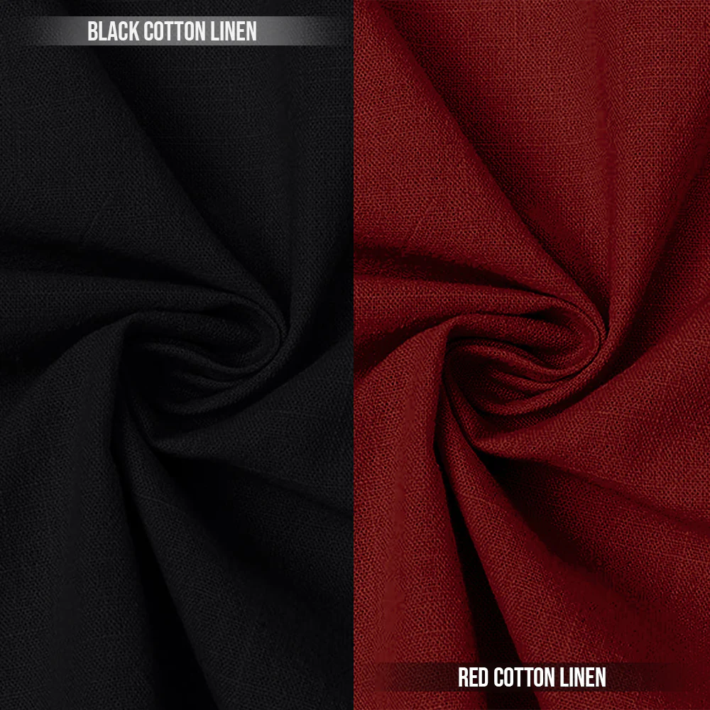 Pack of 2 | Men's Cotton-Linen Chinese Collar T-Neck Shirts | Black & Red Combo | Regular fit - Image 2