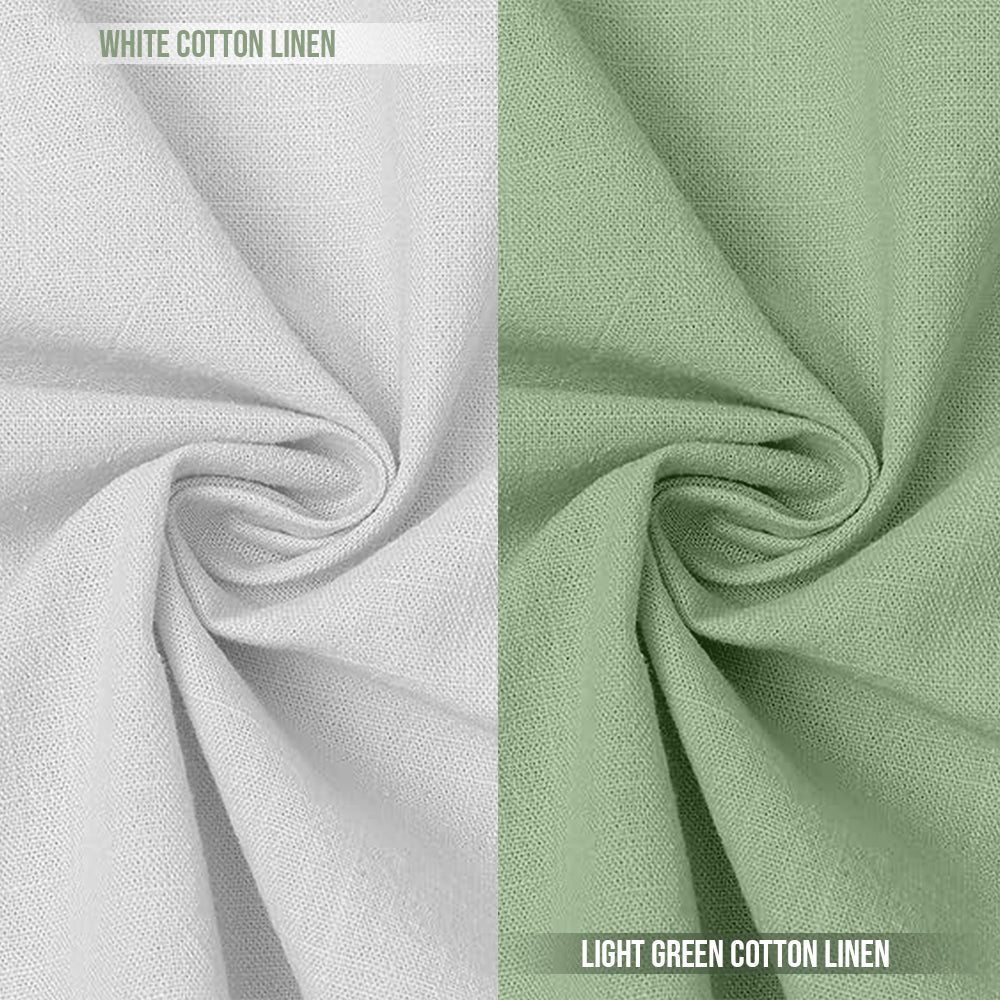 Pack of 2 | Men's Cotton-Linen Chinese Collar T-Neck Shirts | White & Light Green Combo | Regular fit - Image 2