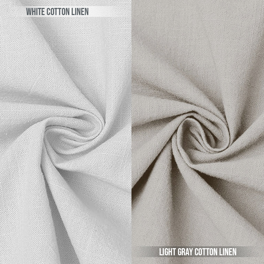 Pack of 2 | Men's Cotton-Linen Chinese Collar T-Neck Shirts | White & Light Gray Combo | Regular fit - Image 2