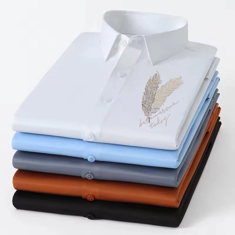 PARTY SHIRTS FOR MEN | PREMIUM SHIRTS | CLUB SHIRTS Feather Embroidery-Beige - Image 3