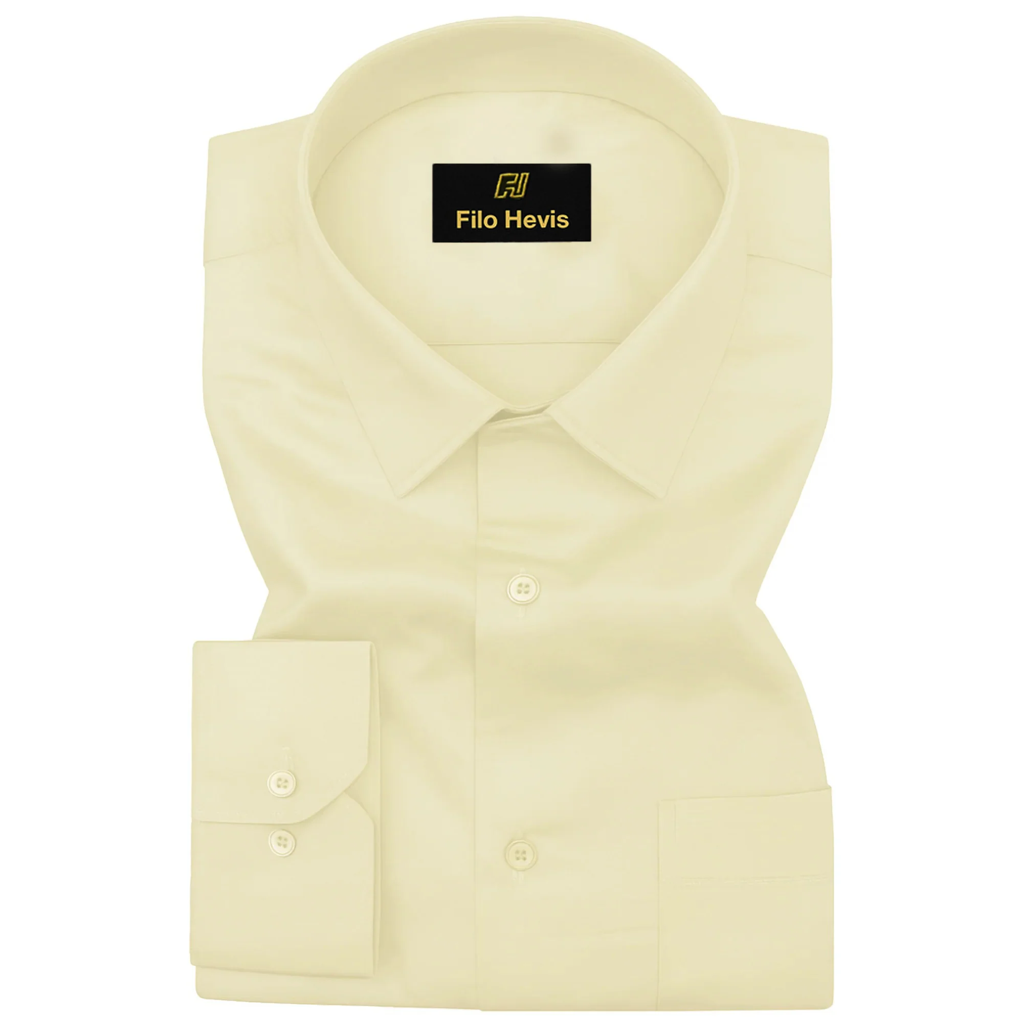 PLATINUM COTTON SATIN FORMAL SHIRT FOR MEN (Single Pocket)-Cream