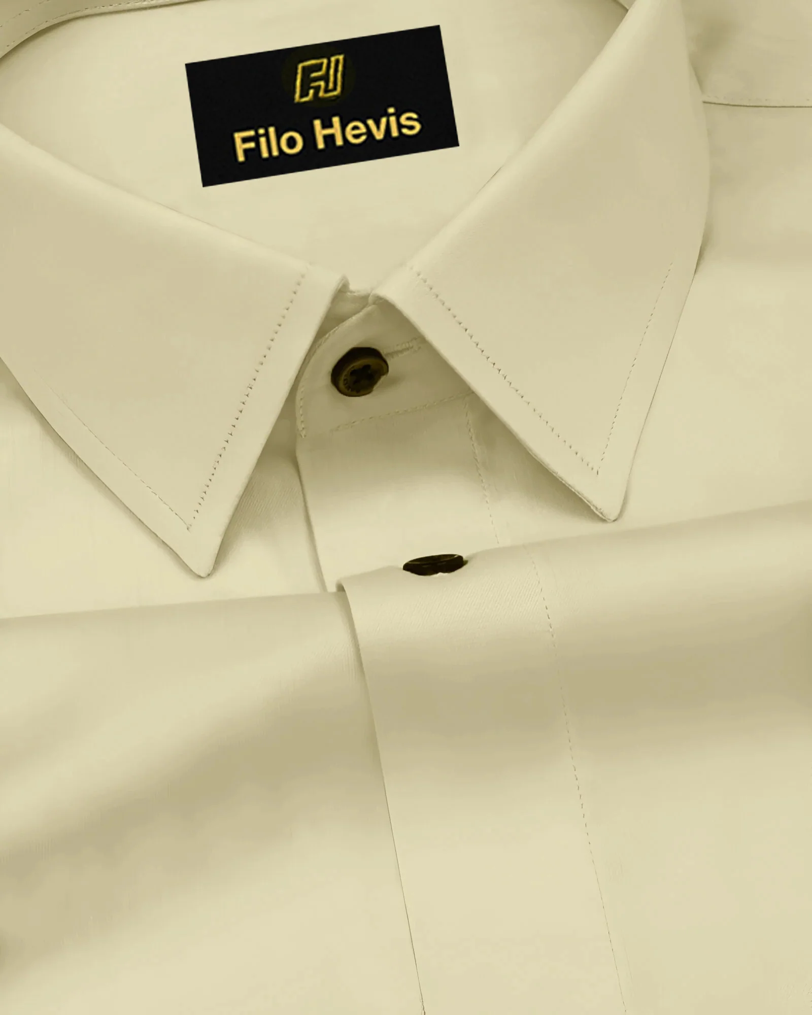 PLATINUM COTTON SATIN FORMAL SHIRT FOR MEN (Single Pocket)-Cream - Image 3