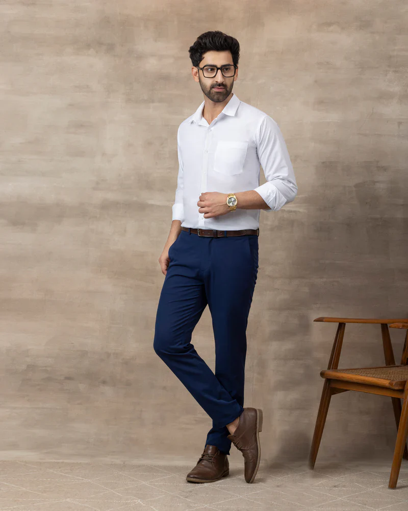 PLUS SIZE FORMAL SHIRTS IN COTTON FOR MEN (Single Pocket)- White - Image 4