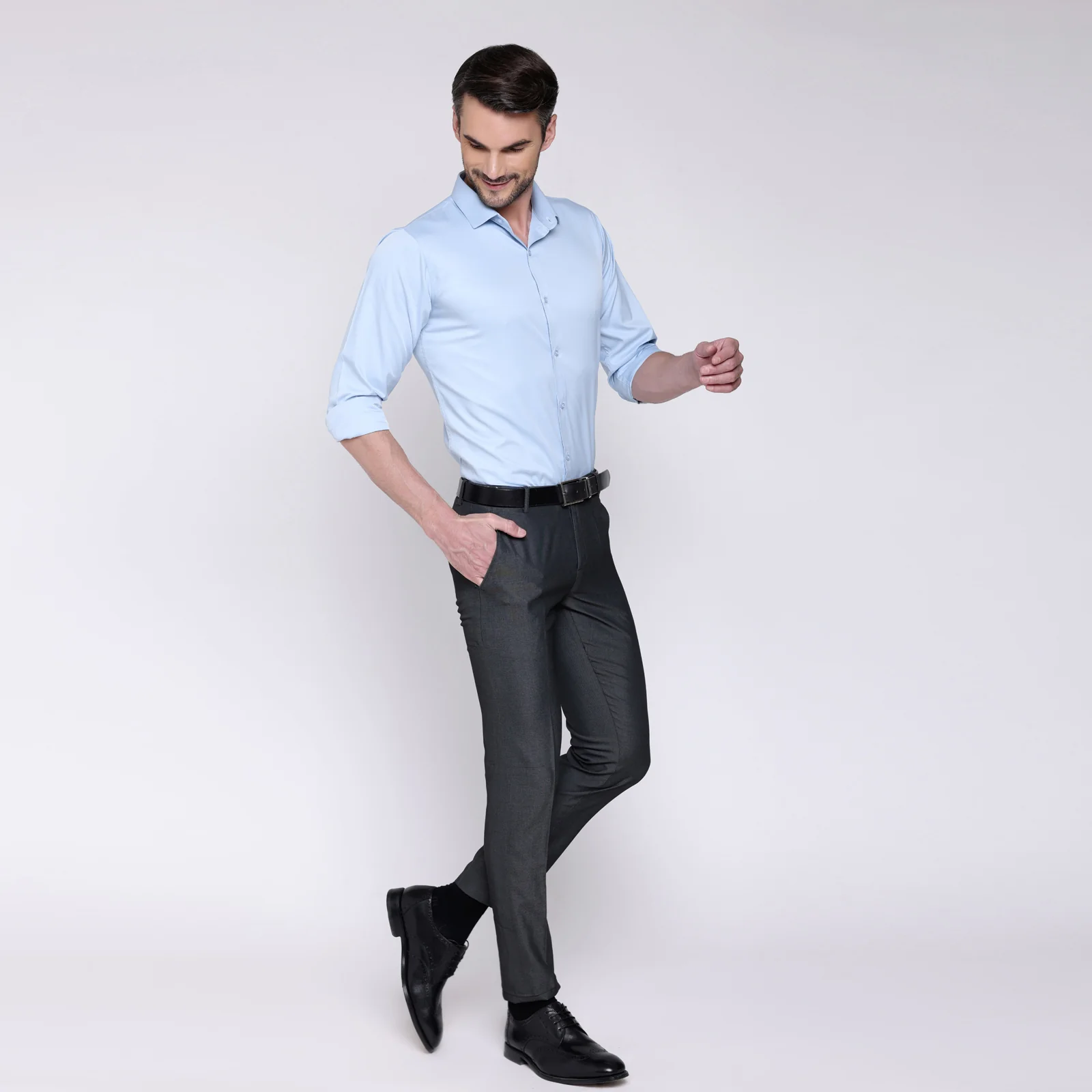 PREMIUM SATIN SHIRT | FORMAL SHIRT FOR MEN | LUXURIOUS SATIN LYCRA PARTY WEAR-Sky Blue Shirt - Image 5