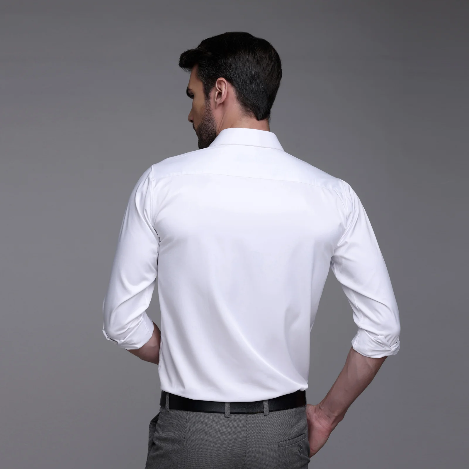 PREMIUM SATIN SHIRT | FORMAL SHIRT FOR MEN | LUXURIOUS SATIN LYCRA PARTY WEAR-White Shirt - Image 4