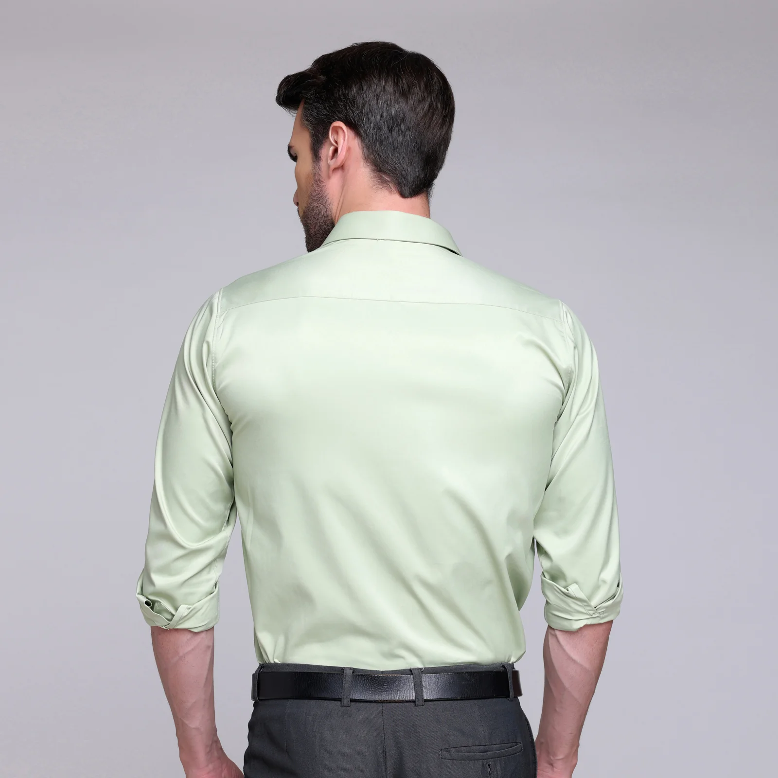 PREMIUM SATIN SHIRT | FORMAL SHIRT FOR MEN | LUXURIOUS SATIN LYCRA PARTY WEAR-Pista Mint Green Shirt - Image 5