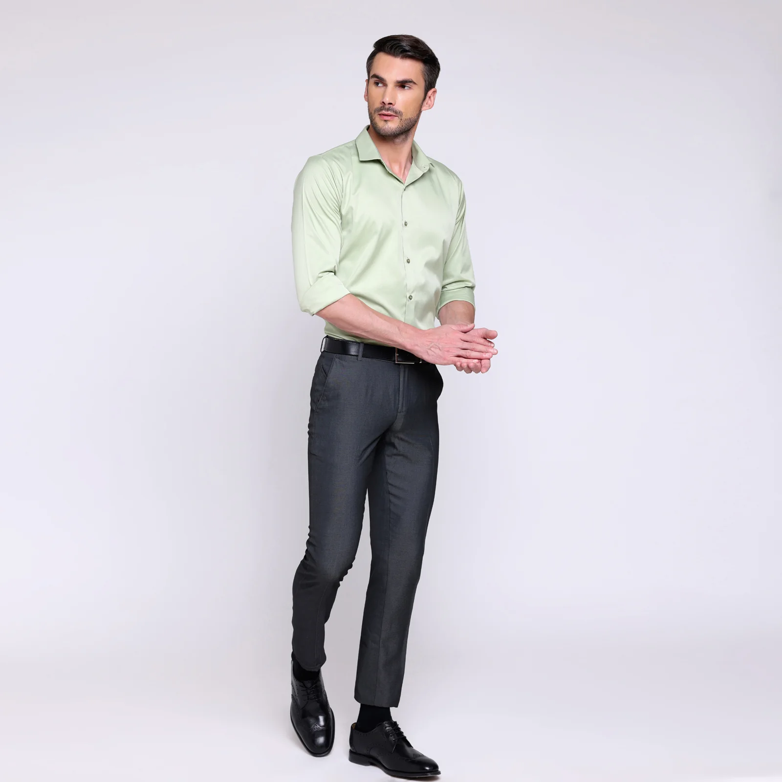 PREMIUM SATIN SHIRT | FORMAL SHIRT FOR MEN | LUXURIOUS SATIN LYCRA PARTY WEAR-Pista Mint Green Shirt - Image 6