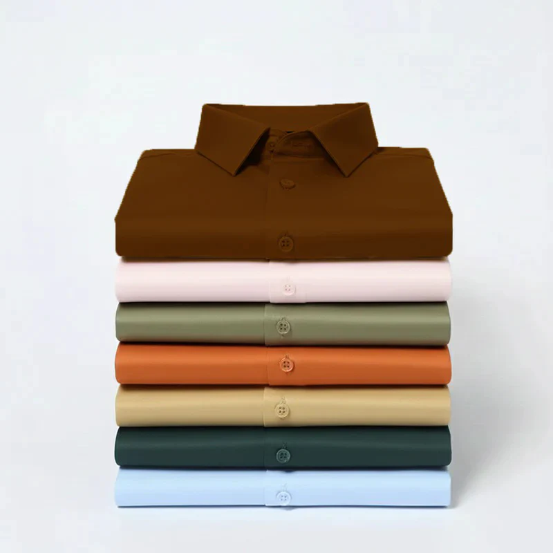 Men's Satin Lycra formal Full Sleeve shirt-Brown - Image 2