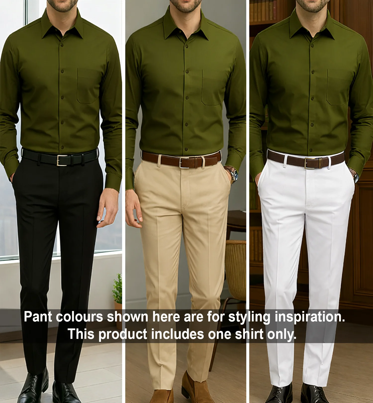PLATINUM COTTON SATIN FORMAL SHIRT FOR MEN (Single Pocket)-Light Mehndi - Image 5