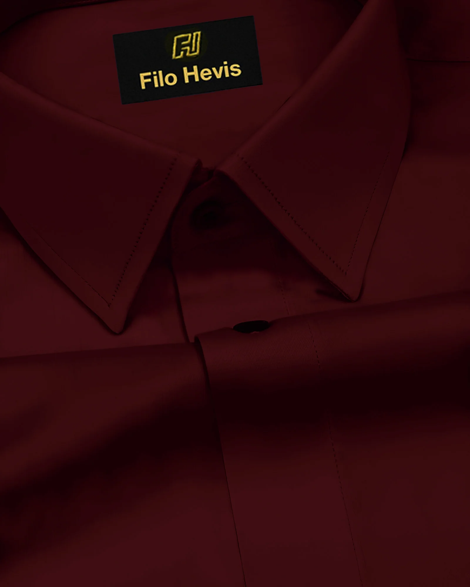 PLATINUM COTTON SATIN FORMAL SHIRT FOR MEN (Single Pocket)-Maroon - Image 3