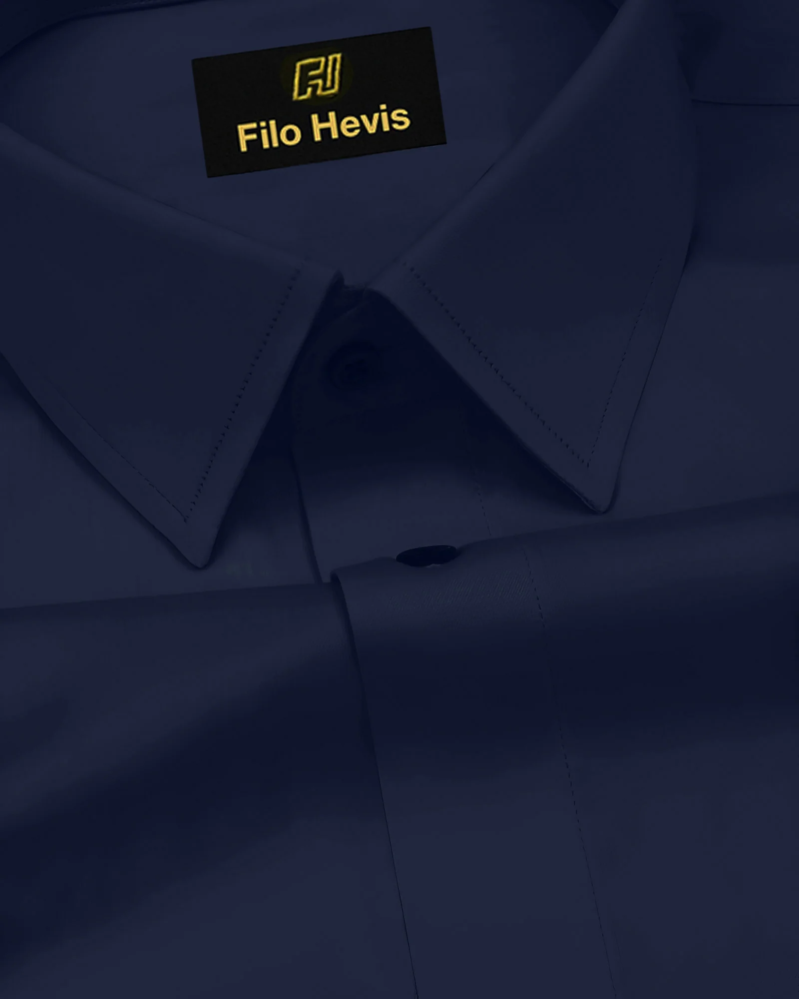 PLATINUM COTTON SATIN FORMAL SHIRT FOR MEN (Single Pocket)-Navy Blue - Image 3