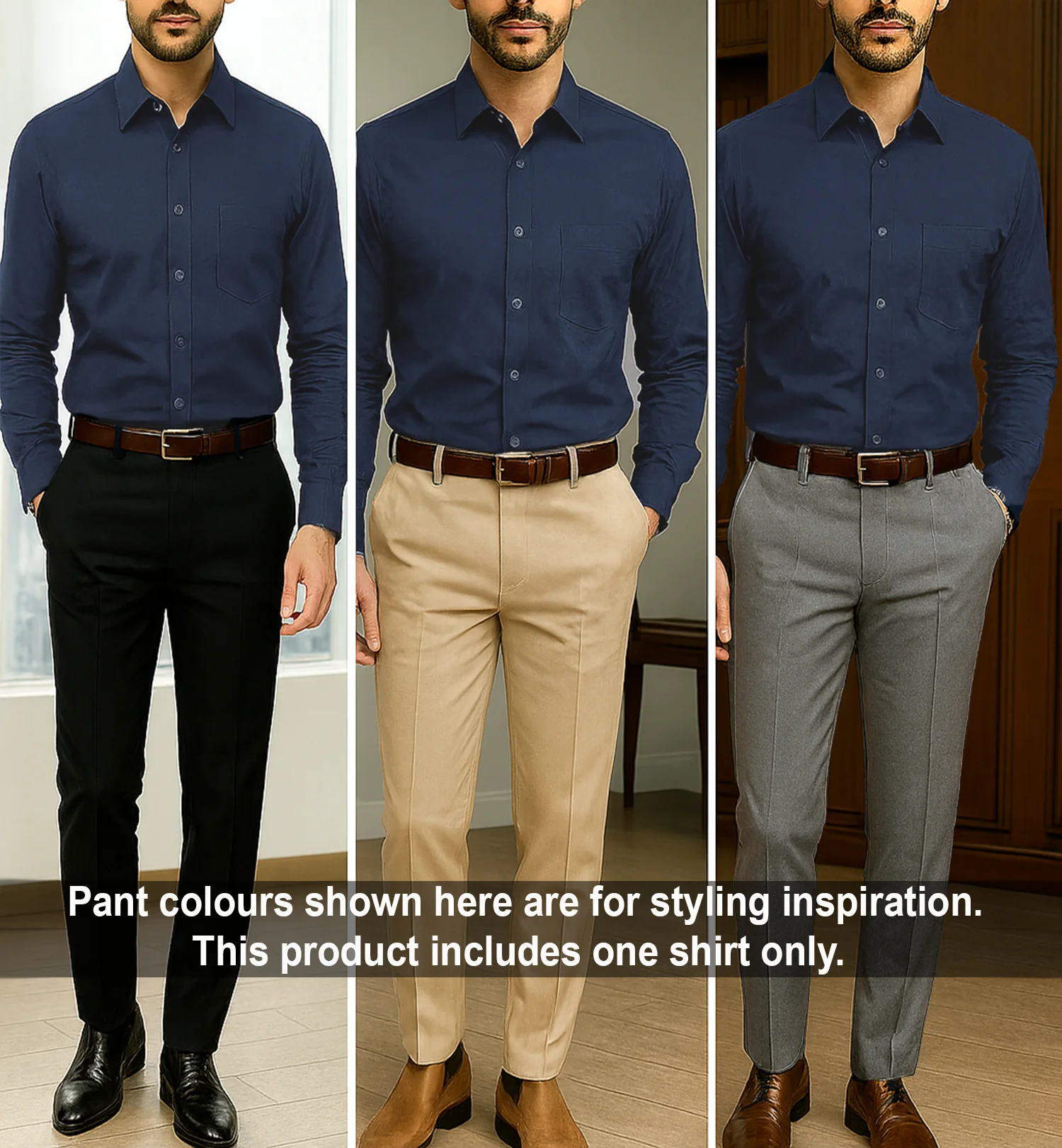 PLATINUM COTTON SATIN FORMAL SHIRT FOR MEN (Single Pocket)-Navy Blue - Image 5