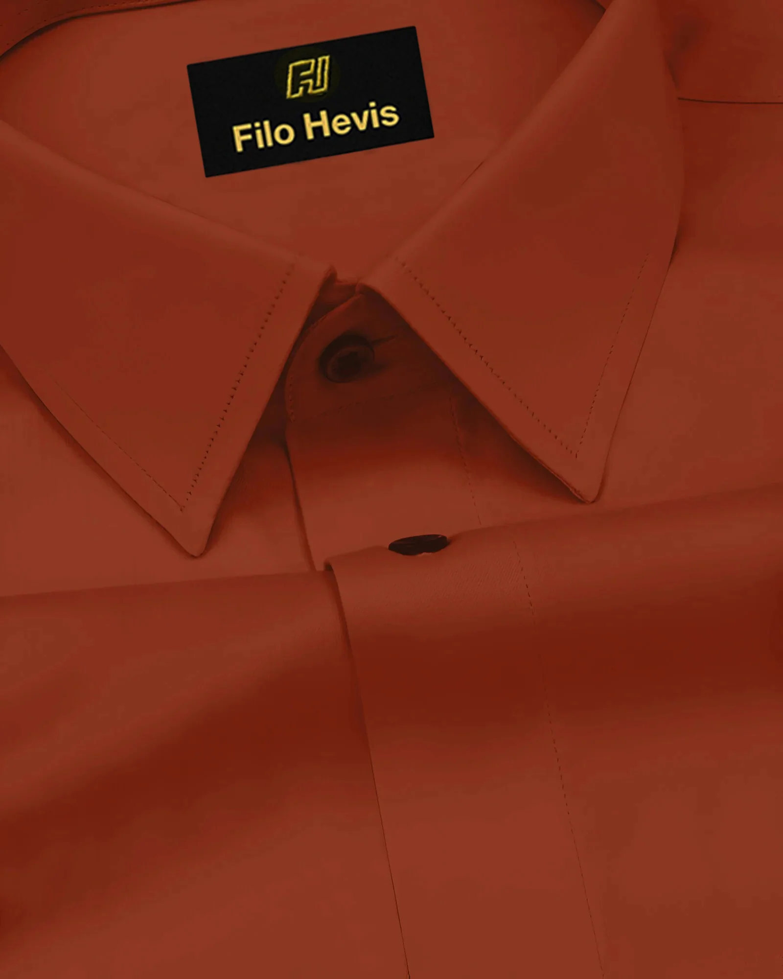 PLATINUM COTTON SATIN FORMAL SHIRT FOR MEN (Single Pocket)-Orange - Image 3