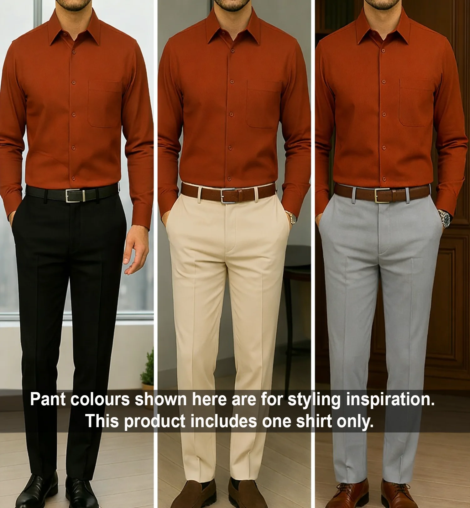 PLATINUM COTTON SATIN FORMAL SHIRT FOR MEN (Single Pocket)-Orange - Image 5