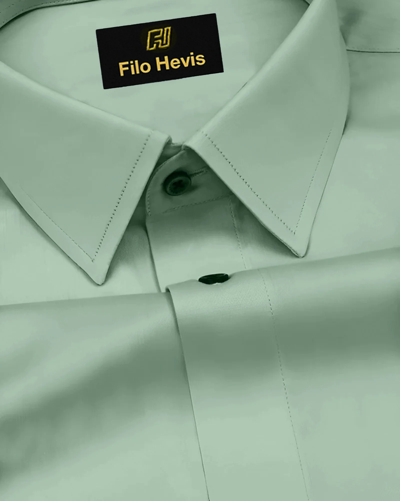 PLATINUM COTTON SATIN FORMAL SHIRT FOR MEN (Single Pocket)-Pista Green - Image 3