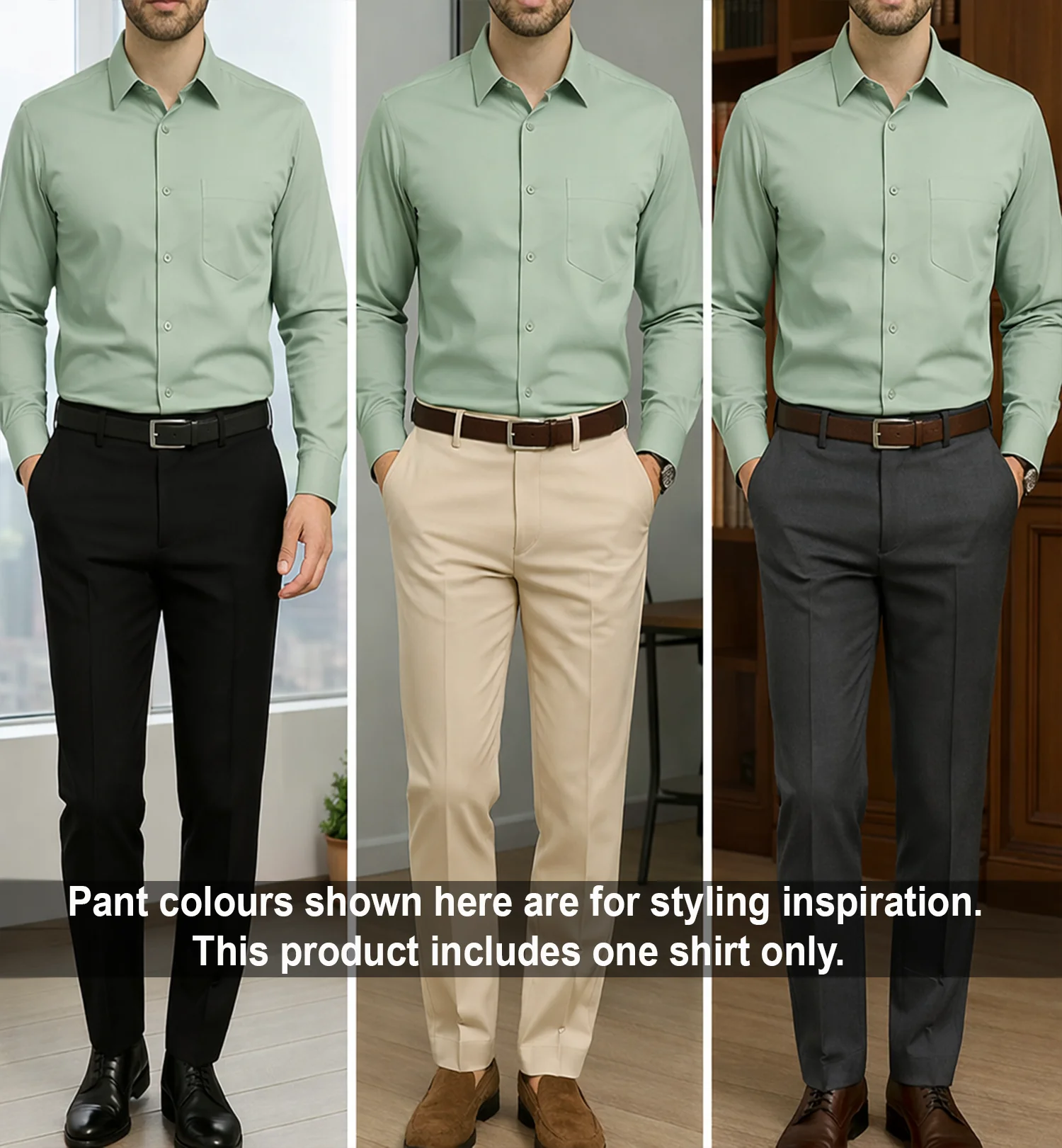 PLATINUM COTTON SATIN FORMAL SHIRT FOR MEN (Single Pocket)-Pista Green - Image 5