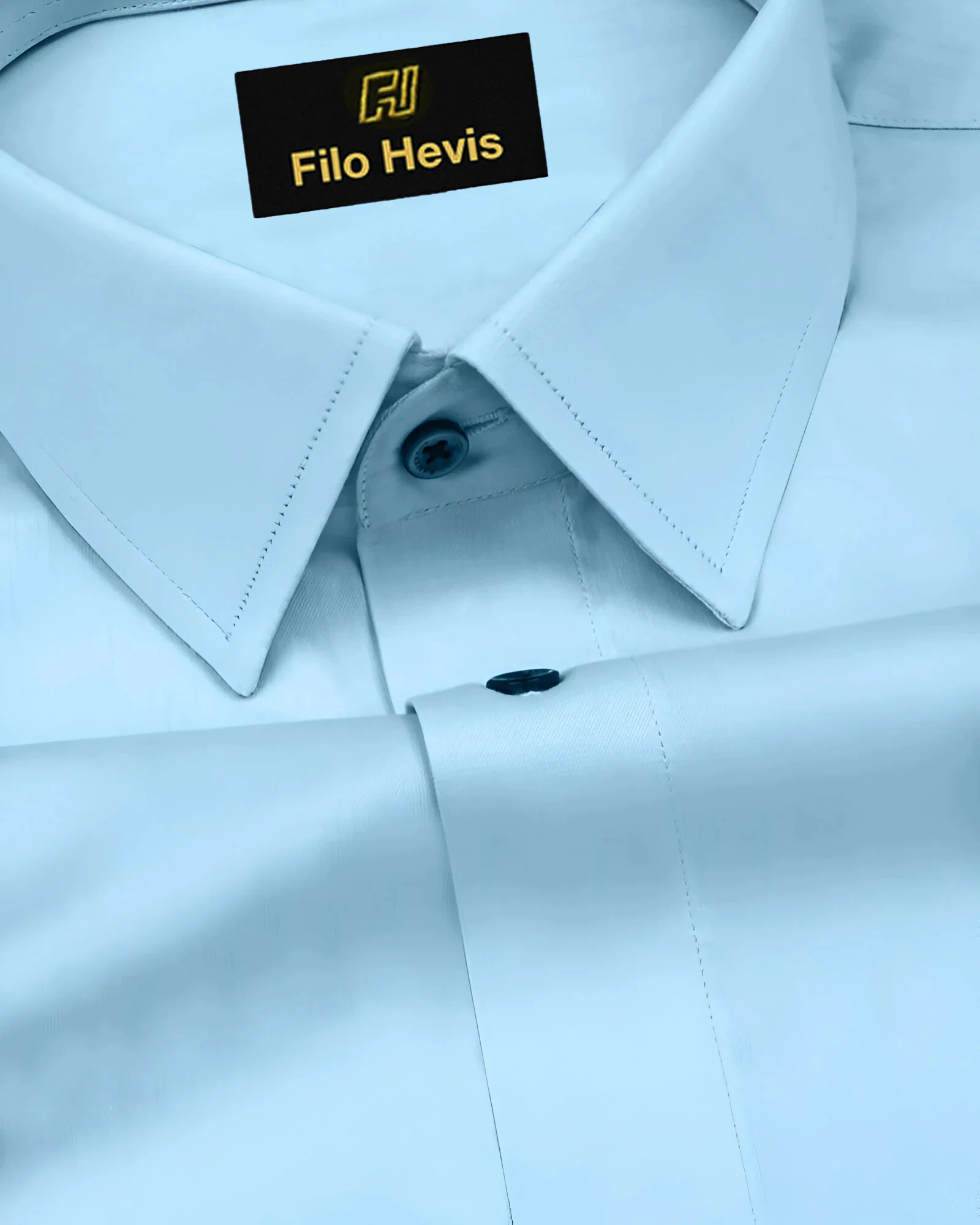 PLATINUM COTTON SATIN FORMAL SHIRT FOR MEN (Single Pocket)-Sky Blue - Image 3