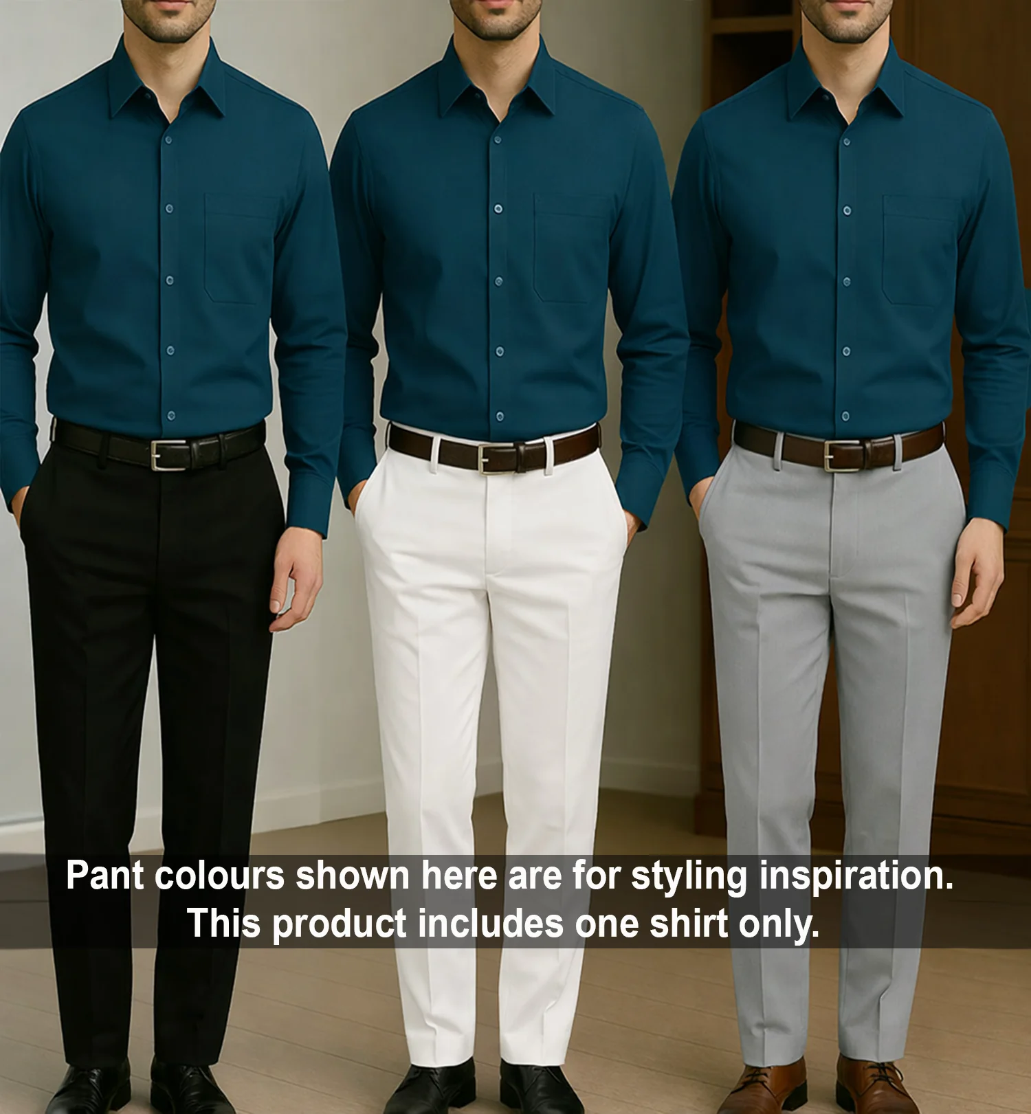 PLATINUM COTTON SATIN FORMAL SHIRT FOR MEN (Single Pocket)-Teal Blue - Image 5