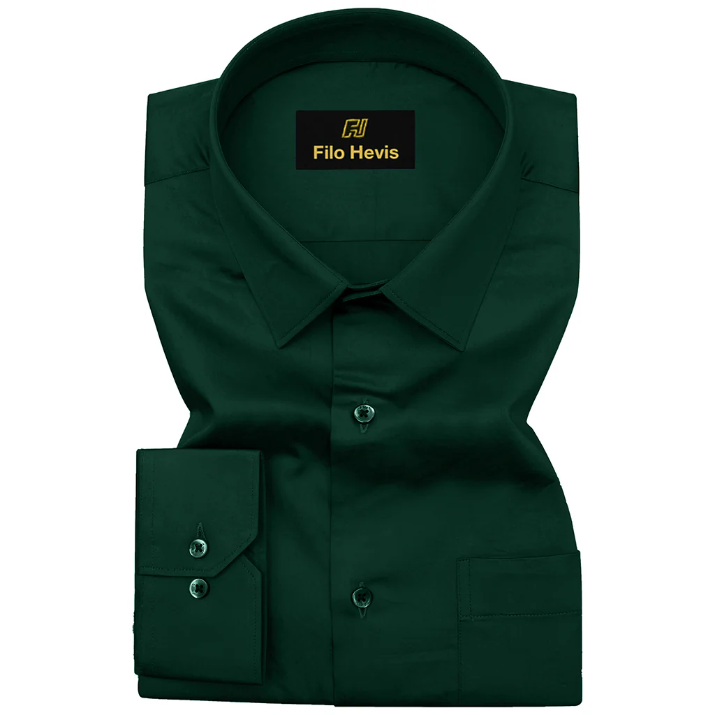 PLATINUM COTTON SATIN FORMAL SHIRT FOR MEN (Single Pocket)-Teal Green