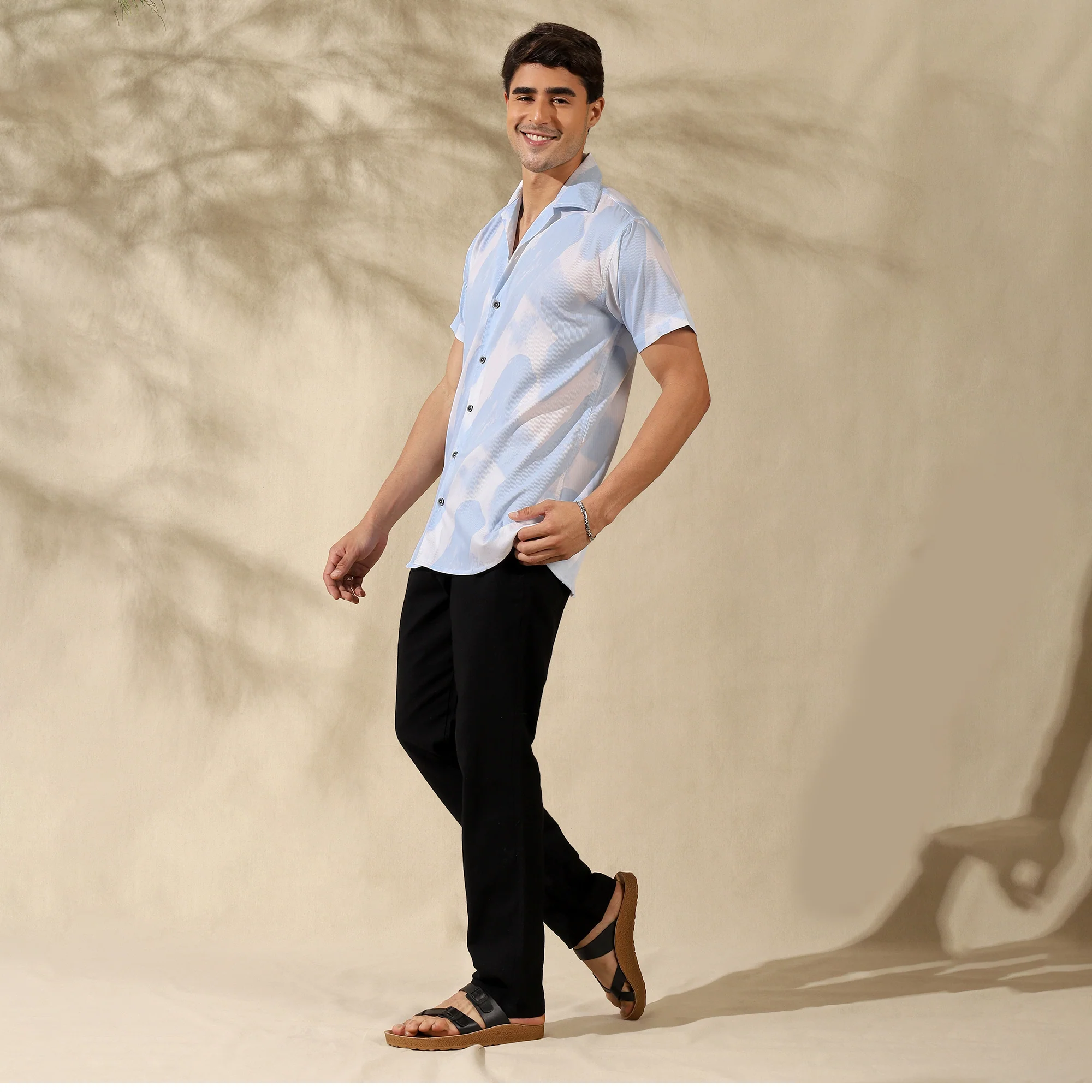 SKY HALF CASUAL PRINTED COTTON SHIRT REGULAR FIT FOR MEN - Image 4