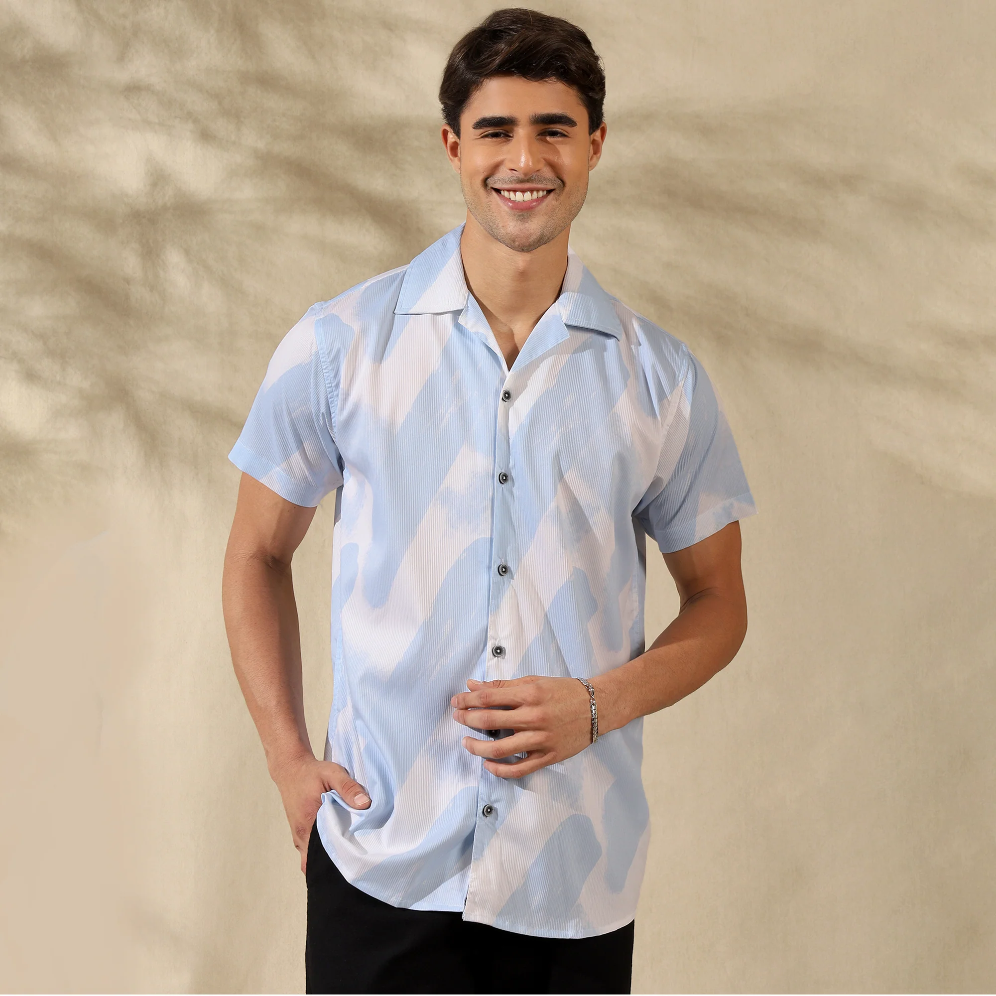 SKY HALF CASUAL PRINTED COTTON SHIRT REGULAR FIT FOR MEN - Image 8
